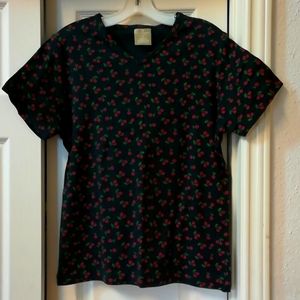 Cherry Print Women's Top PARTNERS Size XL